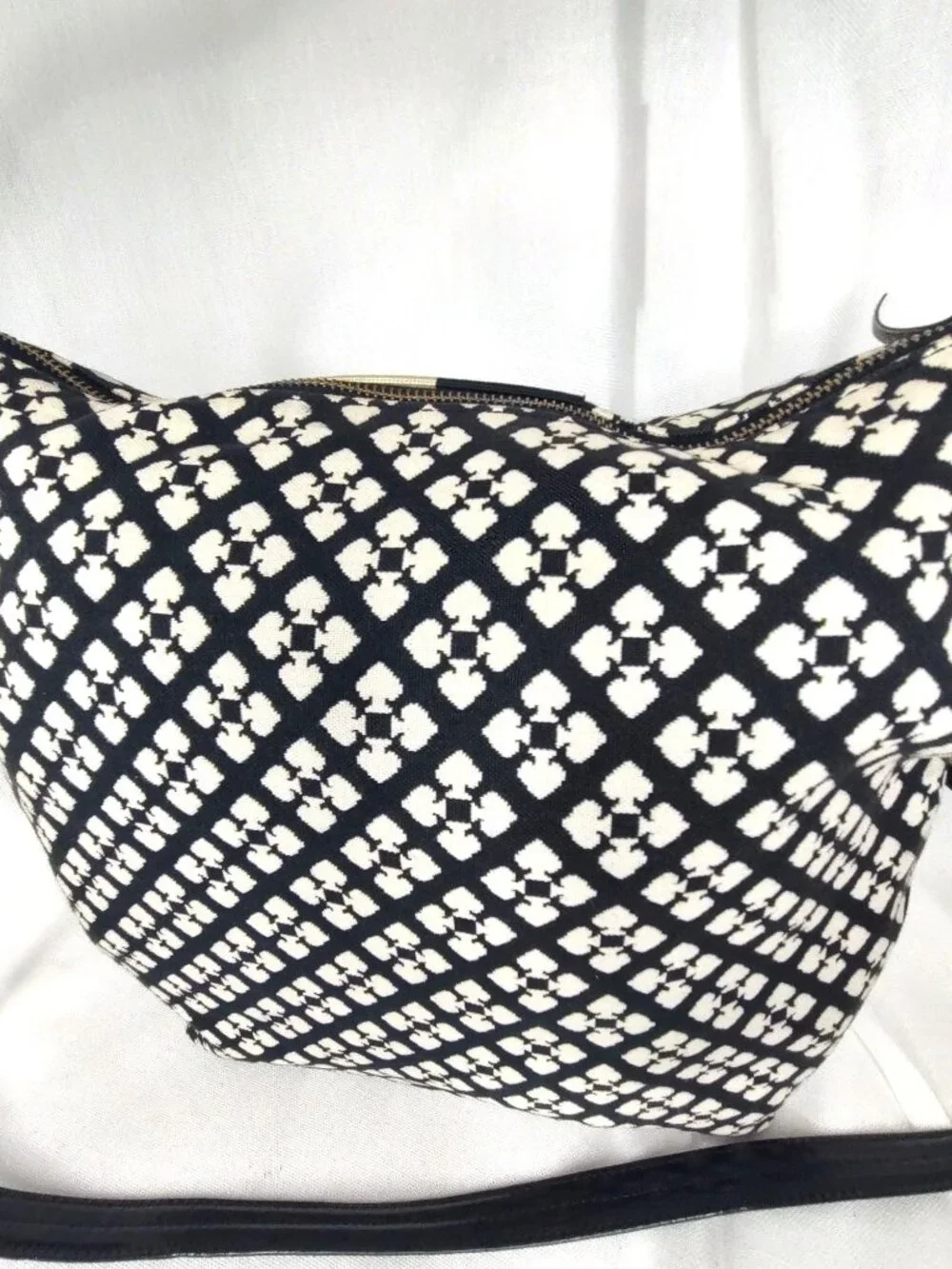 Kate Spade Classic Spade Mona Canvas Shoulder Bag in Black & Cream